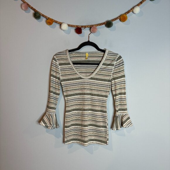 Free People Tops - Free People metallic striped bell sleeve top